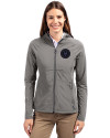 NY Mets City Connect Cutter & Buck Adapt Eco Knit Hybrid Recycled Womens Full Zip Jacket Elemental Grey Front Thumbnail Image