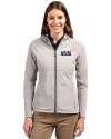 Detroit Tigers City Connect Cutter & Buck Adapt Eco Knit Hybrid Recycled Womens Full Zip Jacket Polished Medium Gray Front Thumbnail Image