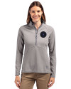 NY Mets City Connect Cutter & Buck Adapt Eco Knit Stretch Recycled Womens Half Zip Pullover Polished Medium Gray Front Thumbnail Image