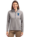 Philadelphia Phillies City Connect Cutter & Buck Adapt Eco Knit Stretch Recycled Womens Half Zip Pullover Polished Medium Gray Front Thumbnail Image
