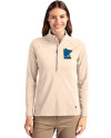 Minnesota Twins City Connect Cutter & Buck Adapt Eco Knit Stretch Recycled Womens Half Zip Pullover Wheat Front Thumbnail Image