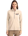 St. Louis Cardinals City Connect Cutter & Buck Adapt Eco Knit Stretch Recycled Womens Half Zip Pullover Wheat Front Thumbnail Image