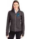 Minnesota Twins City Connect Cutter & Buck Mainsail Sweater-Knit Womens Full Zip Jacket Charcoal Heather Front Thumbnail Image