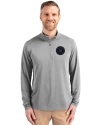 NY Mets City Connect Cutter & Buck Virtue Eco Pique Recycled Quarter Zip Mens Big & Tall Pullover Polished Medium Gray Front Thumbnail Image