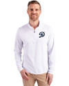 Los Angeles Dodgers City Connect- Cutter & Buck Virtue Eco Pique Recycled Quarter Zip Mens Big & Tall Pullover White Front Thumbnail Image