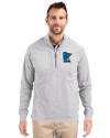 View image 4: Minnesota Twins City Connect Cutter & Buck Adapt Recycled Soft Knit Stretch Mens Heathered Quarter Zip Pullover  Polished Heather Front