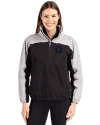 NY Mets City Connect Cutter & Buck Charter Eco Recycled Womens Anorak Jacket Black/Polished Front Thumbnail Image