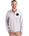 NY Mets City Connect Cutter & Buck Virtue Eco Pique Micro Stripe Recycled Mens Big & Tall Quarter Zip Polished/White Front Thumbnail Image