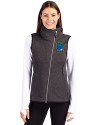 Minnesota Twins City Connect Cutter & Buck Mainsail Sweater Knit Womens Asymmetrical Vest Charcoal Heather Front Thumbnail Image
