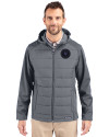 NY Mets City Connect Cutter & Buck Evoke Hybrid Eco Softshell Recycled Full Zip Mens Big & Tall Hooded Jacket Elemental Grey Front Thumbnail Image