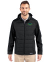 Tampa Bay Rays City Connect Cutter & Buck Evoke Hybrid Softshell Recycled Full Zip Mens Hooded Jacket Black Front Thumbnail Image