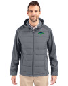 Tampa Bay Rays City Connect Cutter & Buck Evoke Hybrid Softshell Recycled Full Zip Mens Hooded Jacket Elemental Grey Front Thumbnail Image