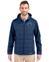 Philadelphia Phillies City Connect Cutter & Buck Evoke Hybrid Softshell Recycled Full Zip Mens Hooded Jacket Navy Blue Front Thumbnail Image