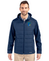 Minnesota Twins City Connect Cutter & Buck Evoke Hybrid Softshell Recycled Full Zip Mens Hooded Jacket Navy Blue Front Thumbnail Image