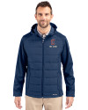 Cleveland Guardians City Connect Cutter & Buck Evoke Hybrid Softshell Recycled Full Zip Mens Hooded Jacket Navy Blue Front Thumbnail Image