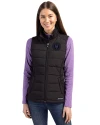 NY Mets City Connect Cutter & Buck Evoke Hybrid Softshell Recycled Womens Full Zip Vest Black Front Thumbnail Image