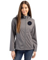 View image 7: NY Mets City Connect Cutter & Buck Evoke Recycled Honeycomb Fleece Womens Full Zip Jacket Elemental Grey Front