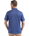 Detroit Tigers City Connect Cutter & Buck Forge Epic Confidence Fine Line Stripe Stretch Recycled Mens Polo Tour Blue/White Back Thumbnail Image