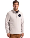 NY Mets City Connect Cutter & Buck Hunts Point Eco Textured Fleece Recycled Mens Snap Pullover Polished Medium Gray Front Thumbnail Image