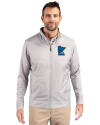 Minnesota Twins City Connect Cutter & Buck Stealth Hybrid Quilted Mens Full Zip Windbreaker Jacket Polished Medium Gray Front Thumbnail Image
