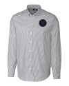 NY Mets City Connect Cutter & Buck Stretch Oxford Stripe Mens Big and Tall Long Sleeve Dress Shirt Charcoal Mannequin Thumbnail Image
