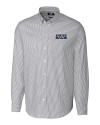 Detroit Tigers City Connect Cutter & Buck Stretch Oxford Stripe Mens Big and Tall Long Sleeve Dress Shirt Charcoal Mannequin Thumbnail Image