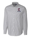 Cleveland Guardians City Connect Cutter & Buck Stretch Oxford Stripe Mens Big and Tall Long Sleeve Dress Shirt Charcoal Mannequin Thumbnail Image