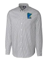Minnesota Twins City Connect Cutter & Buck Stretch Oxford Stripe Mens Long Sleeve Dress Shirt Charcoal Mannequin Thumbnail Image
