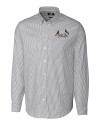 St. Louis Cardinals City Connect Cutter & Buck Stretch Oxford Stripe Mens Long Sleeve Dress Shirt Charcoal Mannequin Thumbnail Image