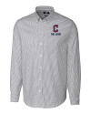 Cleveland Guardians City Connect Cutter & Buck Stretch Oxford Stripe Mens Long Sleeve Dress Shirt Charcoal Mannequin Thumbnail Image