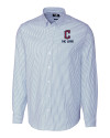 Cleveland Guardians City Connect Cutter & Buck Stretch Oxford Stripe Mens Long Sleeve Dress Shirt Light Blue Mannequin Thumbnail Image