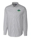 Tampa Bay Rays City Connect Cutter & Buck Stretch Oxford Stripe Mens Long Sleeve Dress Shirt Charcoal Mannequin Thumbnail Image