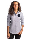 NY Mets City Connect Cutter & Buck Stretch Oxford Womens Long Sleeve Dress Shirt Charcoal Front Thumbnail Image