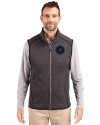 NY Mets City Connect Cutter & Buck Mainsail Sweater-Knit Mens Big and Tall Full Zip Vest Charcoal Heather Front Thumbnail Image