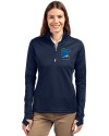 Minnesota Twins City Connect Cutter & Buck Traverse Stretch Eco Quarter Zip Womens Pullover Liberty Navy Front Thumbnail Image
