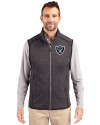 Las Vegas Raiders Cutter & Buck Mainsail Sweater-Knit Mens Big and Tall Full Zip Vest Charcoal Heather Front Thumbnail Image