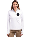 NY Mets City Connect Cutter & Buck Traverse Stretch Eco Quarter Zip Womens Pullover White Front Thumbnail Image