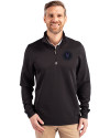 NY Mets City Connect Cutter & Buck Traverse Stretch Eco Quarter Zip Mens Pullover Black Front Thumbnail Image