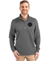 NY Mets City Connect Cutter & Buck Traverse Stretch Eco Quarter Zip Mens Pullover Elemental Grey Front Thumbnail Image