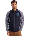 Philadelphia Phillies City Connect Cutter & Buck Adapt Eco Knit Hybrid Recycled Mens Big & Tall Full Zip Jacket Navy Blue Heather/Navy Blue Front Thumbnail Image