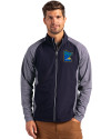 Minnesota Twins City Connect Cutter & Buck Adapt Eco Knit Hybrid Recycled Mens Big & Tall Full Zip Jacket Navy Blue Heather/Navy Blue Front Thumbnail Image