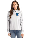 View image 1: Minnesota Twins City Connect Cutter & Buck Coastline Recycled Double Peached Womens Funnel Neck Pullover CONCRETE Front