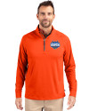 Florida Gators 2025 NCAA Men's Basketball National Champions Cutter & Buck Adapt Eco Knit Stretch Recycled Mens Quarter Zip Pullover College Orange Front Thumbnail Image