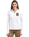 San Diego FC Cutter & Buck Traverse Stretch Eco Quarter Zip Womens Pullover White Front Thumbnail Image