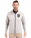 San Diego FC Cutter & Buck Adapt Eco Knit Hybrid Recycled Mens Big & Tall Full Zip Jacket Polished Medium Gray Front Thumbnail Image