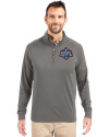 UConn Huskies 2025 NCAA Women's Basketball National Champions Cutter & Buck Adapt Eco Knit Stretch Recycled Mens Quarter Zip Pullover Elemental Grey Front Thumbnail Image