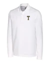 GA Tech Yellow Jackets College Vault Cutter & Buck Advantage Eco Tri-Blend Pique Mens Long Sleeve Polo White Mannequin Thumbnail Image