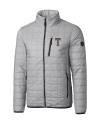 GA Tech Yellow Jackets College Vault Cutter & Buck Rainier PrimaLoft® Mens Eco Insulated Full Zip Puffer Jacket Polished Medium Gray Mannequin Thumbnail Image