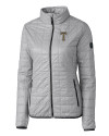 GA Tech Yellow Jackets College Vault Cutter & Buck Rainier PrimaLoft®  Womens Eco Insulated Full Zip Puffer Jacket Polished Medium Gray Mannequin Thumbnail Image