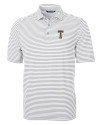 View image 7: GA Tech Yellow Jackets College Vault Cutter & Buck Virtue Recycled Stripe Featherlight Pique Mens Polo Polished Medium Gray Mannequin